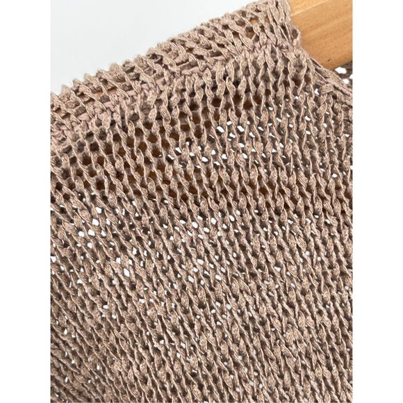 Lord & Taylor Sweater Women Size Medium Petite‎ Brown Camel Loose Knit Roll Neck - Picture 6 of 12